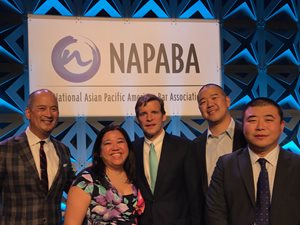 McDermott Will & Emery partner and National Asian Pacific American Bar Association past president Michael Chu; Shaw Legal Services founding shareholder Anne Shaw; Fletcher, O'Brien, Kasper & Nottage partner Michael J. Kasper; Castle Creek Arbitrage general counsel and Chief Compliance Officer Courtney Fong; and SmithAmundsen partner and NAPABA board member Gary Zhao attended the NAPABA national convention on Nov. 4 in San Diego. Kasper accepted on fo five Daniel K. Inouye Trailblazer Awards on behalf of his late wife, 1st District Appellate Justice Laura Liu, who died in April.