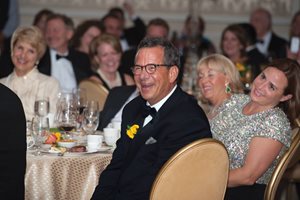 Peter J. Birnbaum, president and CEO of Attorneys’ Title Guaranty Fund Inc., and his wife, Juliet (right), enjoy remarks as he is introduced at the Illinois Bar Foundation Gala at the Four Seasons Hotel. Birnbaum received the IBF Distinguished Award for Excellence. 